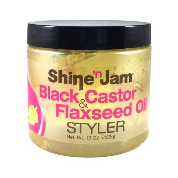 AmPro Shine `n Jam Black Castor & Flaxseed Oil Styler Hair Styling Gel 426 g